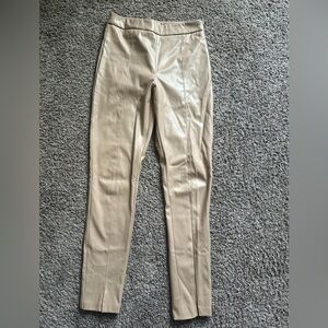 Beige Faux Leather Leggings - Sleek Women's Pants